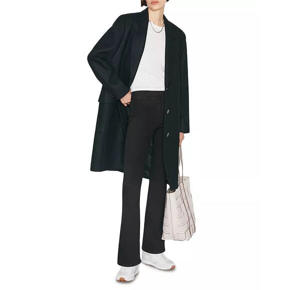 FRAME Denim - FRAME NWT $228 JetSet Coated Hi Rise Black Flare Pull-on Jean Size 2
